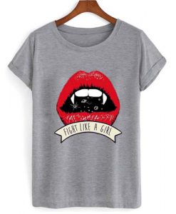 Vampire Fangs Fight Like A Girl T-shirt