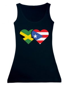Women's Jamaican and Puerto Rican Heart Flag Fitted Tank Top
