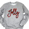 Jolly Sweatshirt, Buffalo Plaid Top, Christmas Gift