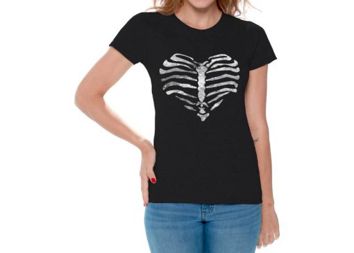 Skull Heart Rib Cage T shirt