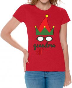 Ugly Christmas Shirts for Women Xmas Elf Grandma T-Shirt