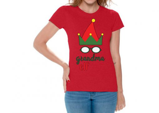 Ugly Christmas Shirts for Women Xmas Elf Grandma T-Shirt