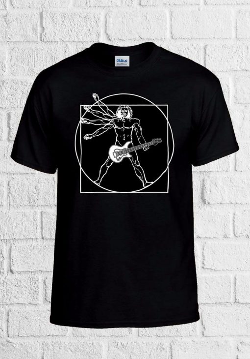 Da Vinci Vitruvian Man Guitar T Shirt