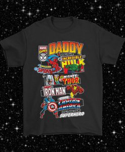 Avengers Fathers Day Daddy Marvel Gift Idea Thor Ironman Hulk T Shirt