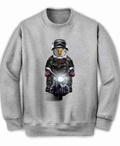 Bald Eagle Riding Motorcycle - Sweatshirt, Unisex