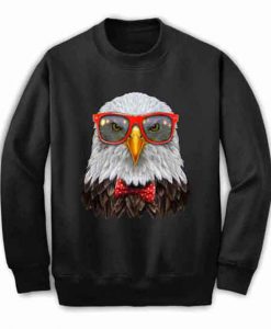 Bald Eagle in Red Retro Sunglass and Bow Tie - Sweatshirt, Unisex