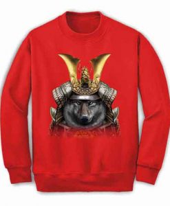 Grey Wolf in Japanese Samurai Armor - Sweatshirt, Unisex
