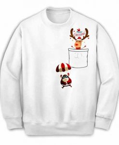 Reindeer in Your Pocket and Santa Claus Parachute Down, Christmas - Sweatshirt, Unisex