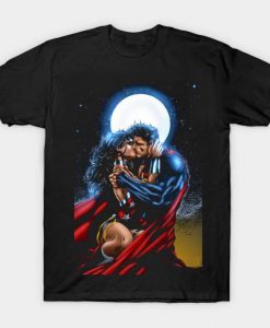 Super Lover Moonlight Kiss Superman Wonder Woman T Shirt