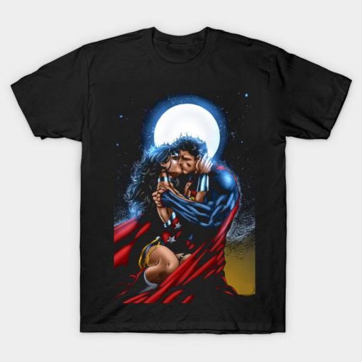 Super Lover Moonlight Kiss Superman Wonder Woman T Shirt