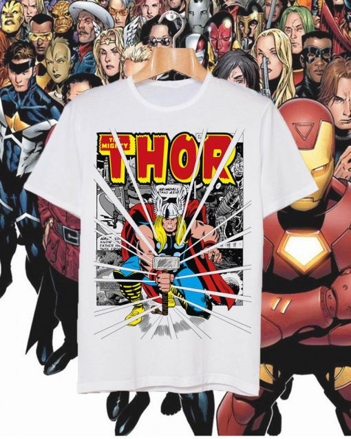 The Mighty Thor Hammer Smash Avengers Comic Stan Lee T Shirt