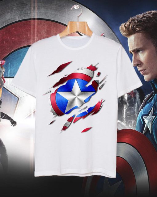 Torn Captain American Steve Rogers Avengers T Shirt