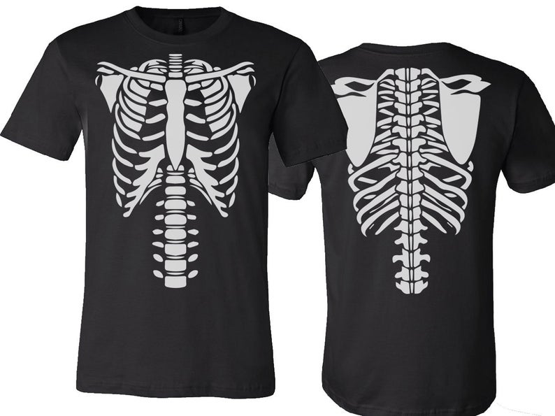 Halloween Rib Cage T-Shirt Front & Back Print Cosplay ...