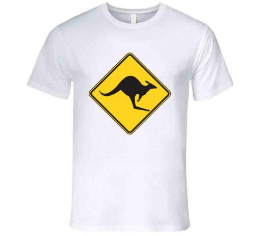 Australia Kangaroo Crossing Sign Kangaroo Danger T Shirt