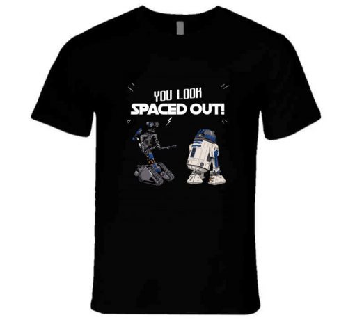 Johnny 5 And R2d2 Spaced Out T Shirt