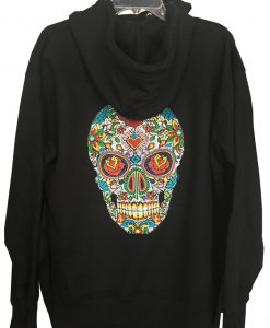 Flower Tattoo Skull Chaos Pullover Hoodie Back