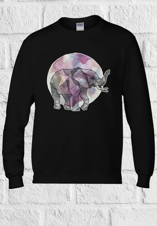 Elephant Art Drawing Rainbow Novelty Sweatshirt