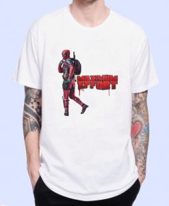 Deadpool Maximum Effort Superhero Landing Marvel Movie Inspired tshirt