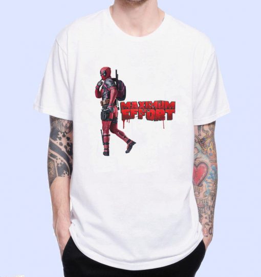 Deadpool Maximum Effort Superhero Landing Marvel Movie Inspired tshirt
