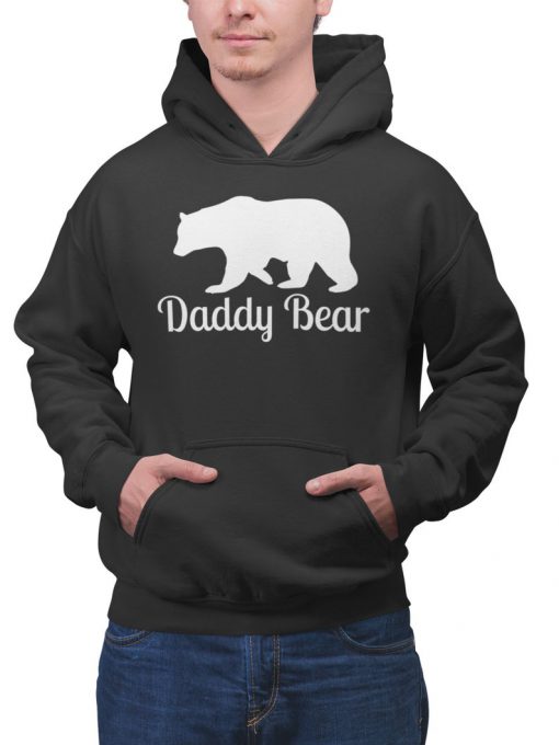Daddy Bear Black Hoody White Print Father Gift Black Hoodie