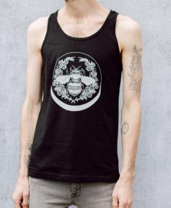 Honey Bee and Crescent Moon Floral Unisex Tank