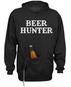 Beer Hunter Tailgate Drink Holder Hoodie, Funny Drinking Gift for Guy Boyfriend Husband, Beer Deer Hunting Campfire Hoodie