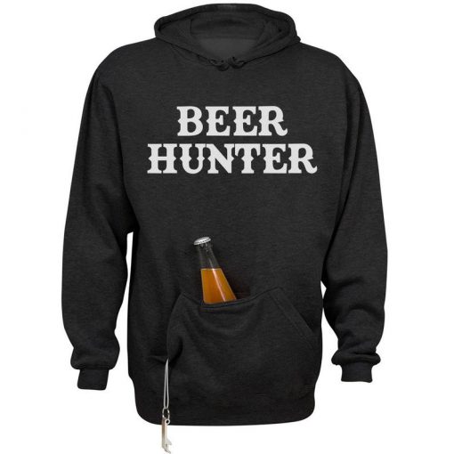 Beer Hunter Tailgate Drink Holder Hoodie, Funny Drinking Gift for Guy Boyfriend Husband, Beer Deer Hunting Campfire Hoodie