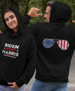Biden Harris 2020 Hoodie Aviator Sunglasses American Flag Hoodie Front & Back