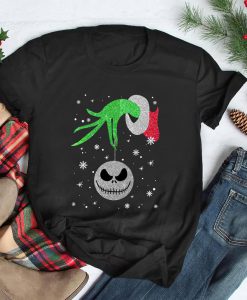 Grinch Hand Holding Jack Skellington Christmas Shirt,Grinch Quarantine 2020 Shirt