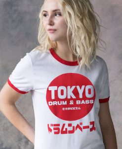 Tokyo Drum & Bass Ringer T Shirt Japanese Writing Japan 174 BPM Amen DnB DJ Junglist Synthesizer Synth Graphic Printed Men's Women's Tee Top