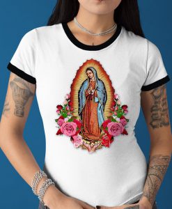 Virgin Mary, Lady of Guadalupe White Ringer T-shirt