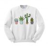 Watercolor Cactus Pots Crewneck Sweatshirt, Cute Cactus Succulents Plant Mom Sweatshirt