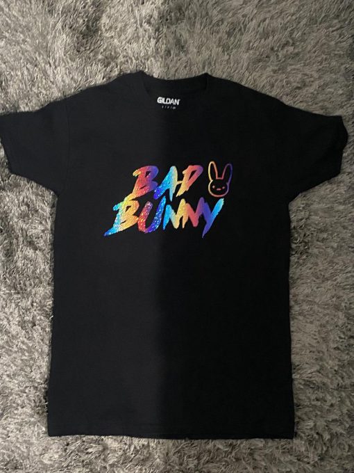 Bad bunny rainbow holographic Tshirt