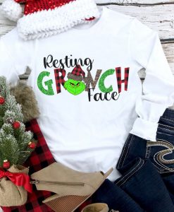 Resting Grinch Face Long Sleeve, Funny Holiday Shirt, How The Grinch Stole Christmas, Cute Christmas Long Sleeve, Holiday, Gift for Her