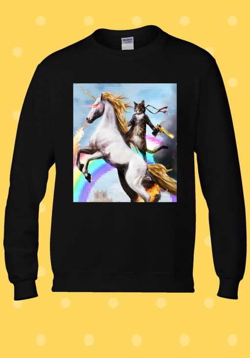 Crazy Cat Unicorn Rainbow Novelty Sweatshirt