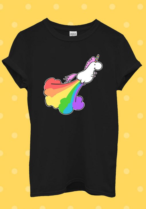Rainbow Fly Unicorn Fart Funny T Shirt Men Women Unisex