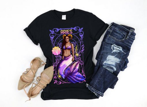 Aries Zodiac Shirt Women, Black Mermaid Shirt,