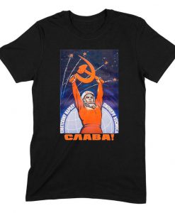 Astronaut with Hammer & Sickle Yuri Gagarin Soviet Space Propaganda CCCP Communist Mens T-Shirt