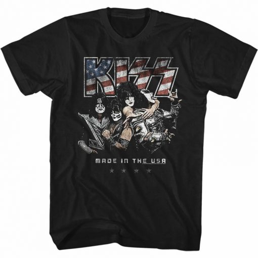 Kiss Amerikiss Black Adult T-Shirt