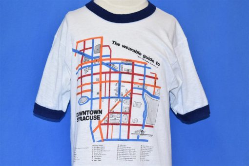70s Downtown Syracuse Wearable Map Guide Ringer t-shirt