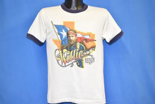 80s Willie Nelson on Tour Texas Country Music White Ringer t-shirt