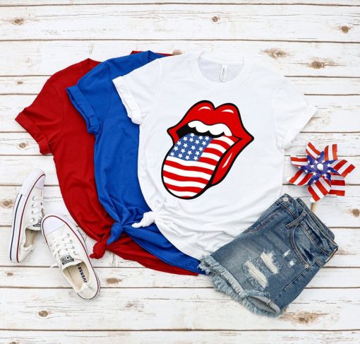 American Flag Lips Shirt, Patriotic Day Shirt