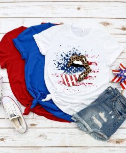 Patriotic Lips Shirt, American Flag Lips, 4th of July Shirts, Cheetah Lips Shirt, American Flag Lips Shirt, 4th of July, Merica Shirt