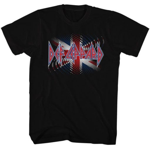 Def Leppard British Flag Logo Black Shirts
