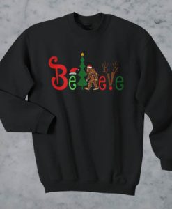 Believe bigfoot Christmas sweatshirt