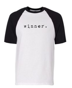 winner white black short sleeve raglan t shirt