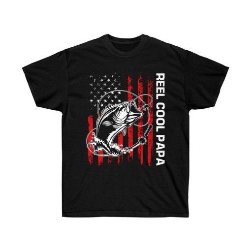 Amerian Flag Reel cool papa fishing Father’s day T-shirt